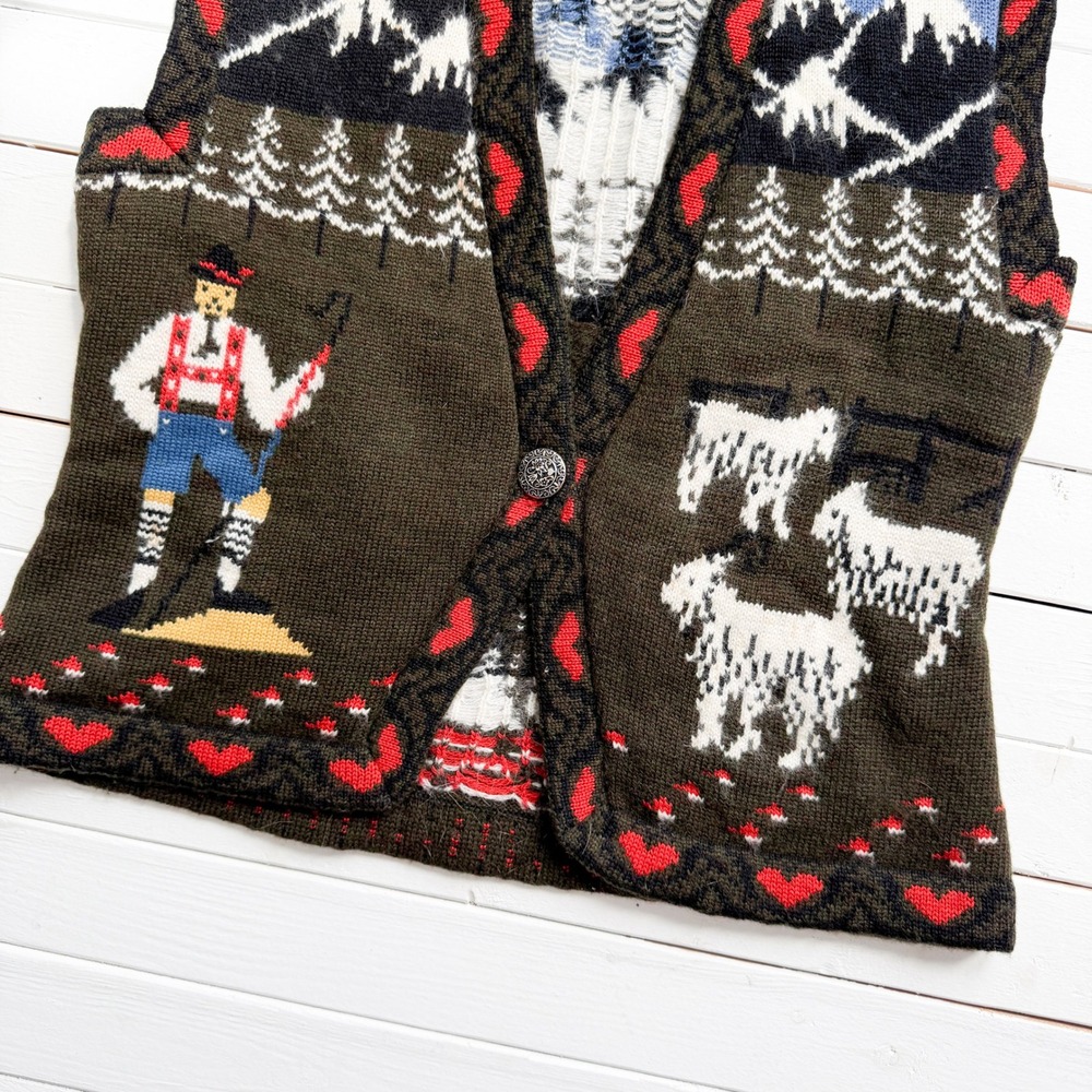 Cullinane 80s vtg Alpine goatherd sweater vest size S - Picture 2 of 5